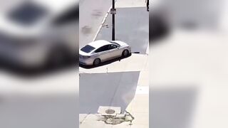 Dude Throwing Rocks at Cars Gets What's Coming to Him!