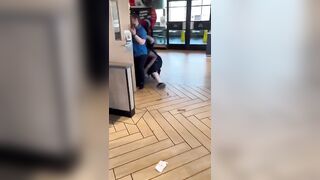 Father Gets Beat Down in McDonald's in front of his Daughter.