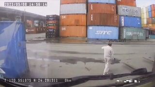 DAMN: Man Ran Over by a Forklift While Talking on the Phone!