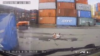 DAMN: Man Ran Over by a Forklift While Talking on the Phone!