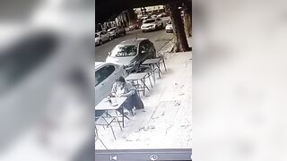 Man is knocked out cold as he’s smashed in the head by falling glass pane