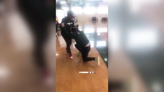 Football Coach Linebacker Tackles Two Girls That Were Fighting at School