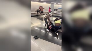 INSANE Baggage Claim Brawl Breaks out at at O'Hare Airport