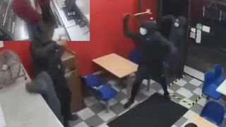 Brutal Moments a Gang Armed with Machetes Hack Up a Man in a London Chicken Shop