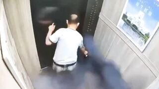 Man Holding a Lithium Battery Device Explodes inside the Elevator
