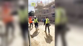 Construction Worker KO'd By His Coworker While Trying to Make Amends!