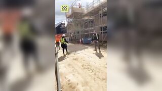 Construction Worker KO'd By His Coworker While Trying to Make Amends!