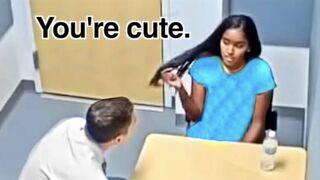 Female Suspect Tries to Flirt Her Way Out of a Double Murder Charge During Interrogation!