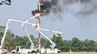 Linemen Rescues a Co-Worker Seconds Away From Being Burned!