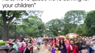 Sick Demonic NYC LGBT Chant "We're Here, Were Queer, We're Coming for your Kids"