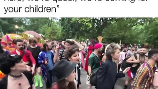Sick Demonic NYC LGBT Chant "We're Here, Were Queer, We're Coming for your Kids"