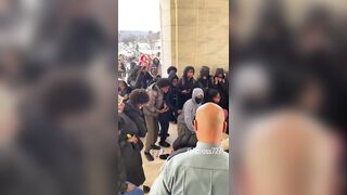 A fight broke out between high schoolers who walked out of school to protest ICE