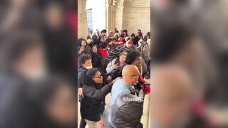 A fight broke out between high schoolers who walked out of school to protest ICE