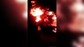Fire-breathing performance goes wrong