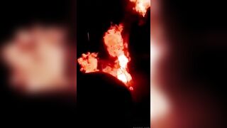 Fire-breathing performance goes wrong