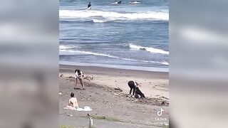 Girl Cleans Trash off the Beach for Social Media, Then Leaves it all there When Done.