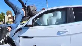 Man walks away from a brutal motorcycle crash and shows the full aftermath