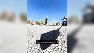 Man walks away from a brutal motorcycle crash and shows the full aftermath