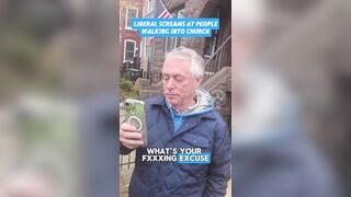 Demonically Possessed Liberals Scream at People Walking into Church.