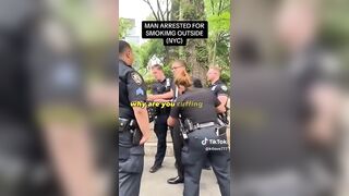 While the rest of NY Burns, Ten NYPD Cops Show Up to Arrest a Man for Smoking!