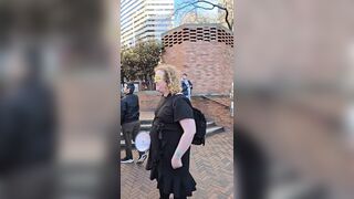 Trans activist melts down at free-Iran protest after finding out iranians there back Trump