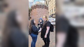 Trans activist melts down at free-Iran protest after finding out iranians there back Trump