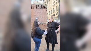 Trans activist melts down at free-Iran protest after finding out iranians there back Trump