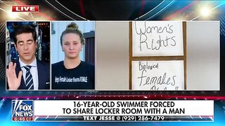 A 16 year old girl has been thrown off her swim team after complaining about a trans man changing naked in front of her