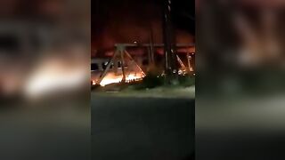 Truck Explodes After Getting Hit by Train.