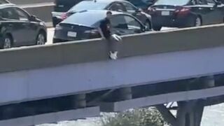Punk Robs & Stabs a Lyft Driver, Tries to Escape by Jumping off Bridge... Not Good.