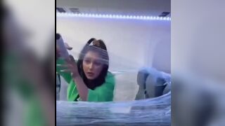 Passenger kicked off flight after turning her coach row of seats into a fort using plastic wrap