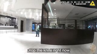 LAPD Cop Shoots Knife-Wielding Suspect in The Lobby of a Hotel