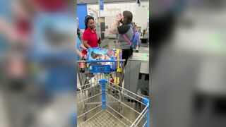 Unstable Woman cuts line in WalMart then Plays the victim
