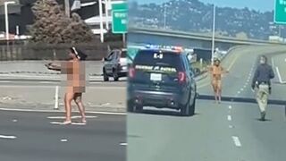 Naked California Woman with a Gun Opens Fire at Random Cars on the Freeway.
