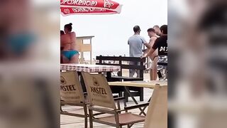 Ukrainian Family vs Russian Family on the Beach