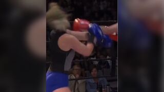 Bad Woman with No Teeth Beats the Hell out of Smaller Blonde Boxer