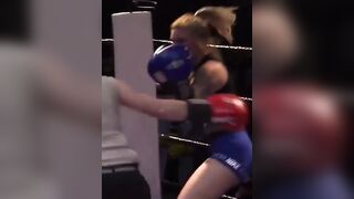 Bad Woman with No Teeth Beats the Hell out of Smaller Blonde Boxer