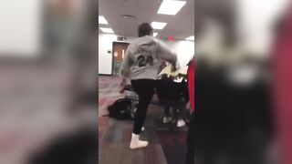 Girl Sneaks up behind and Delivers a Violent Beatdown in School