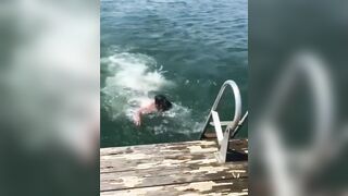 What Could Possibly Go Wrong? Moron Tries to Swim Against Current.