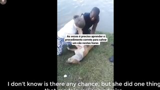 Man pulls his Drowned Dog out of Water, but suddenly a Girl tries to Help