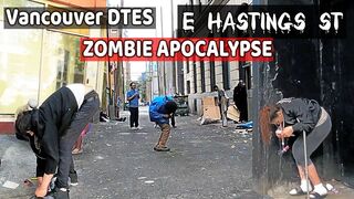 Zombie Apocalypse on East Hastings Street. Vancouver July 2023.