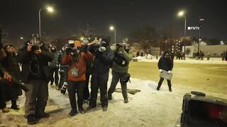 Federal Officer Gets Hit In The Face By A Large Rock