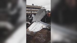 CCTV Captures Moment Small Aircraft Crashed In Ikeja, Nigeria
