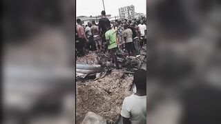 CCTV Captures Moment Small Aircraft Crashed In Ikeja, Nigeria