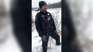 Karen crashed out on a cop after being issued a ticket after losing control of her car on an ice road