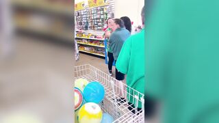 Girl loses her Skirt and the Fight in a Dollar Tree
