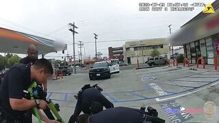 LAPD Cop Shoots Woman As She Charges Towards Him With Metal Pipe