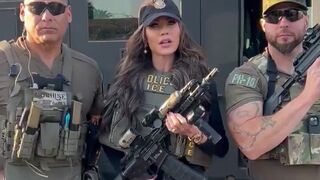 Kristi Noem is absolutely getting DRAGGED for this video where she points her rifle d