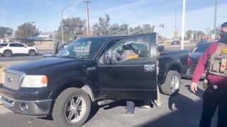 ICE agents smash the window of an illegal alien’s truck after he refuses to comply