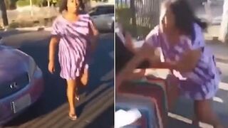 Nasty Woman Beats a Taco Stand Owner for Being asked To Pay For Her Food. (LA)